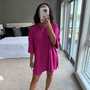 Dressed in LALA Ribbed Knit Biker Set